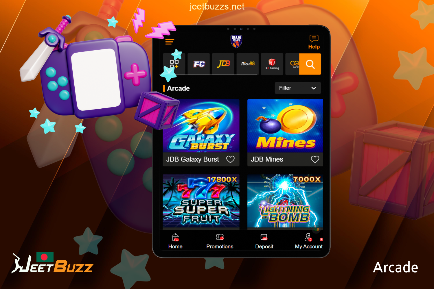 Popular Arcade games are available on the official website of Jeetbuzz Bangladesh