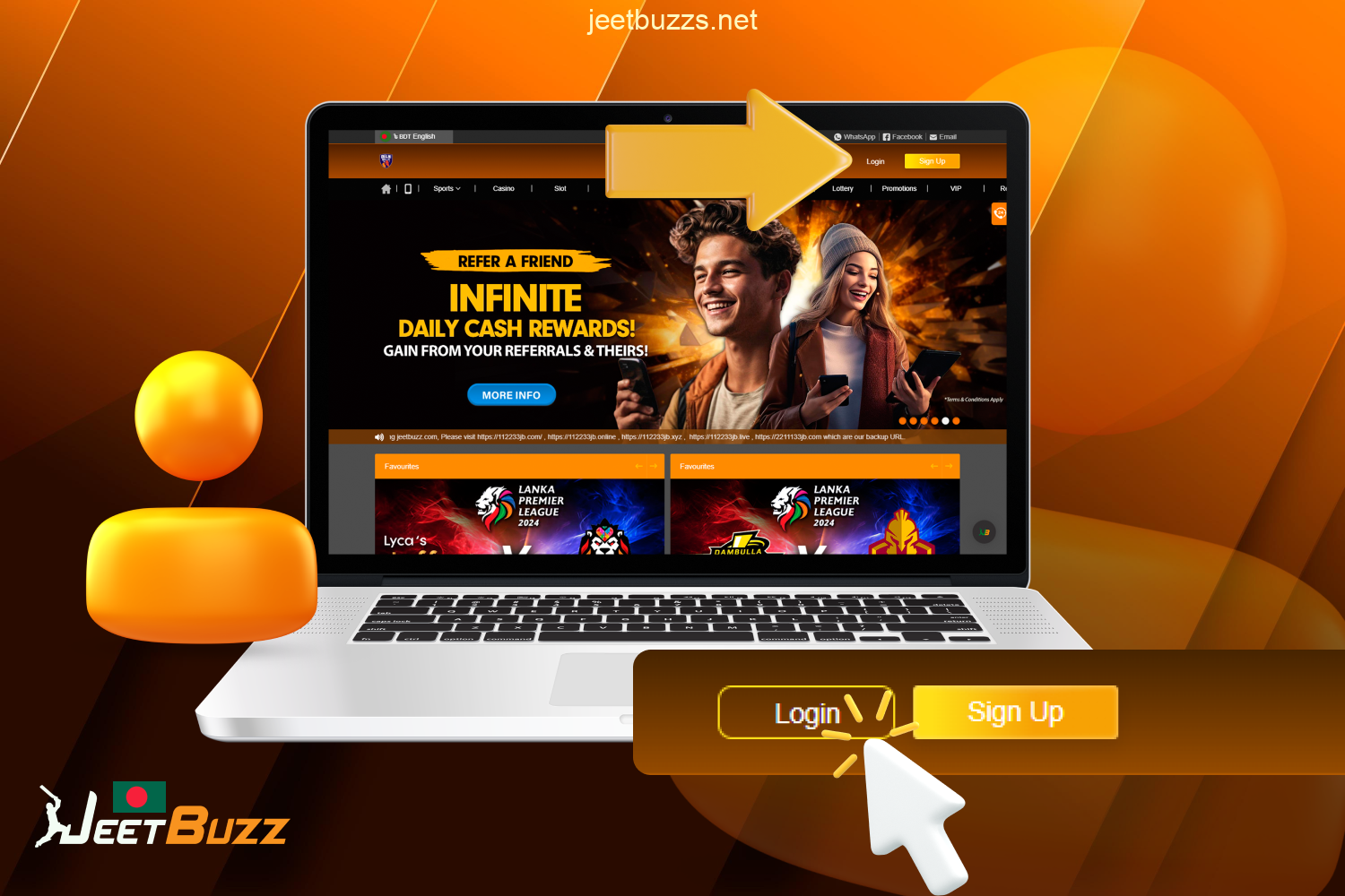 The Jeetbuzz casino personal account is accessed by clicking on the "Login" button