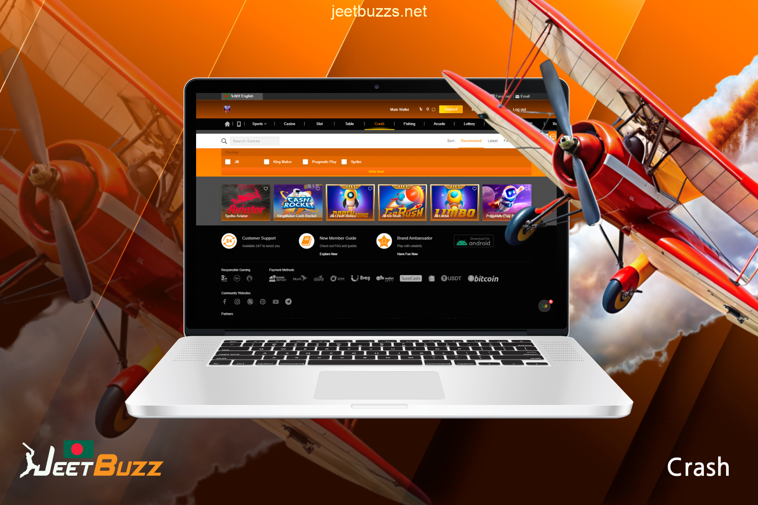 Popular Crash games are available on the official website of Jeetbuzz Bangladesh