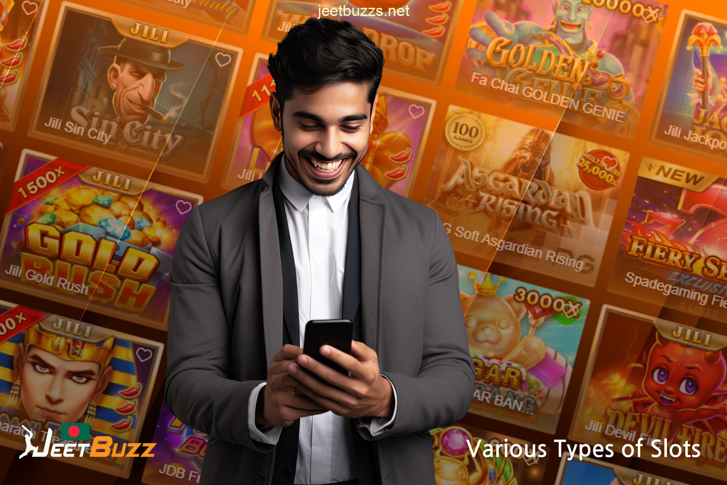 Jeetbuzz offers users from Bangladesh different types of slot machines: classics, megaways, video slots, jackpot slots and others