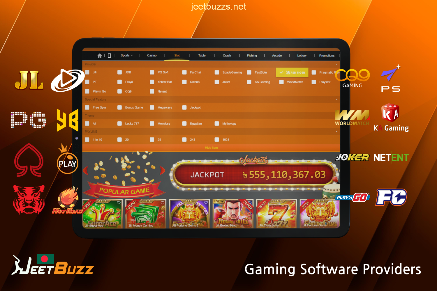 At Jeetbuzz Casino, Bangladeshi users can find games from over 25 well-known and licensed providers