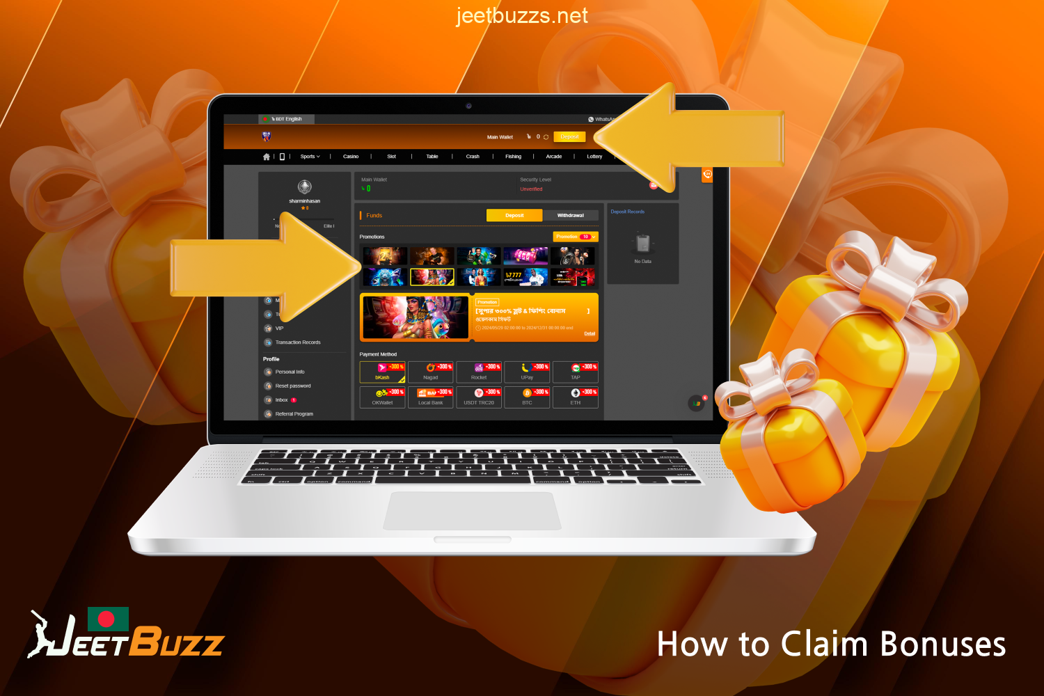 Jeetbuzz বোনাস অফার বাংলাদেশ থেকে প্রতিটি ব্যবহারকারীর জন্য উপলব্ধ এবং ব্যক্তিগত অ্যাকাউন্টের মাধ্যমে তাদের ব্যবহার করা খুবই সহজ
