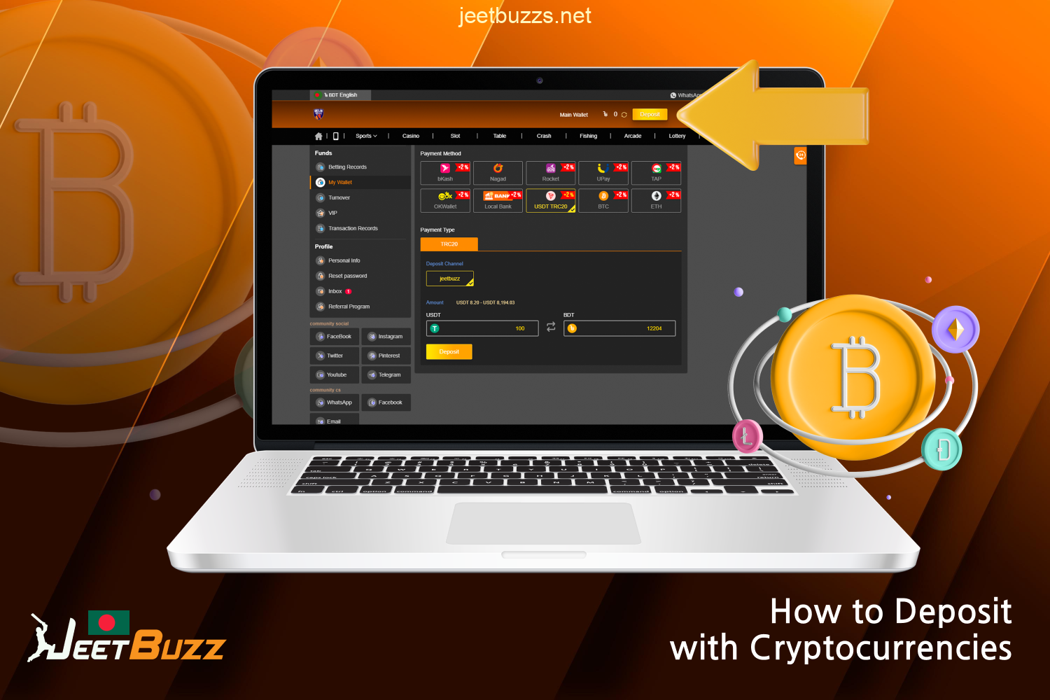 Players from Bangladesh to fund Jeetbuzz account using cryptocurrencies