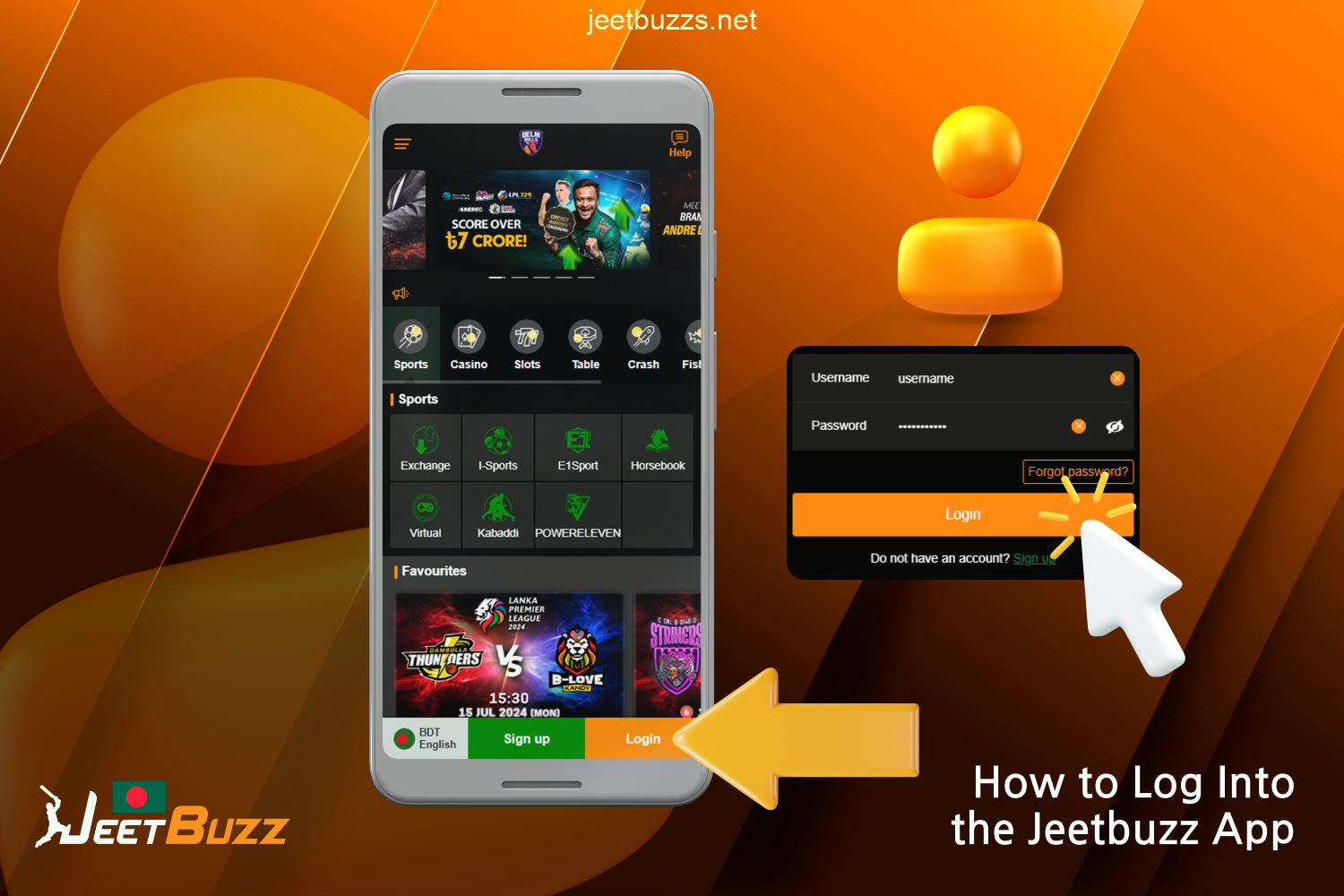 To log in to your Jeetbuzz Bangladesh account, enter the username and password that you provided while registering your account