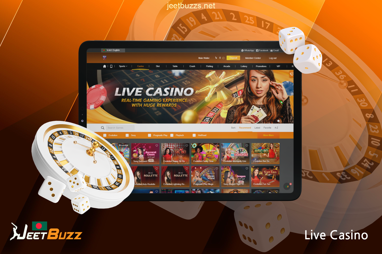 At Jeetbuzz online casino, players from Bangladesh can play live games and place bets through a convenient virtual table