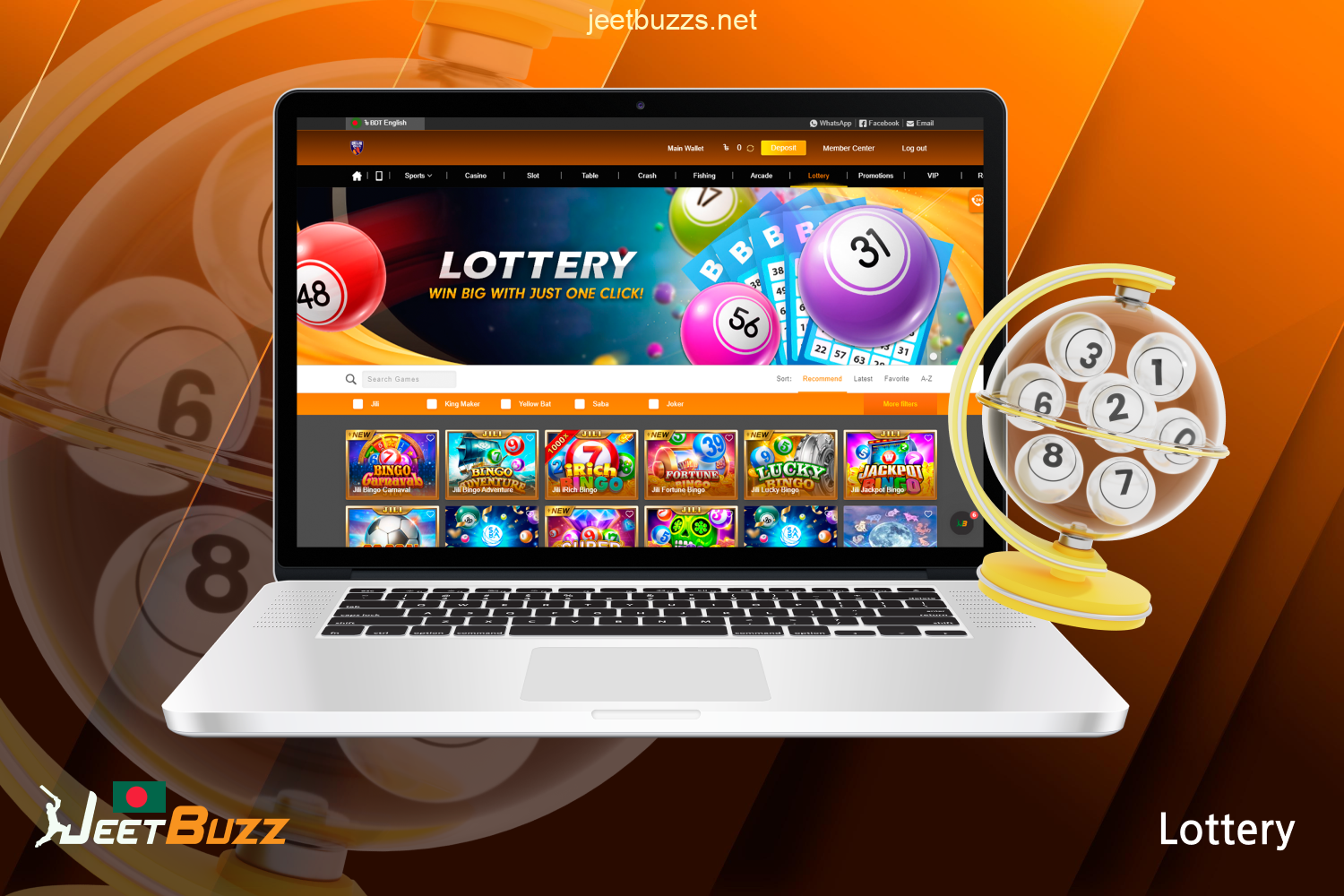 The Lottery section at Jeetbuzz Bangladesh Casino contains games whose main mechanics are lottery and bingo